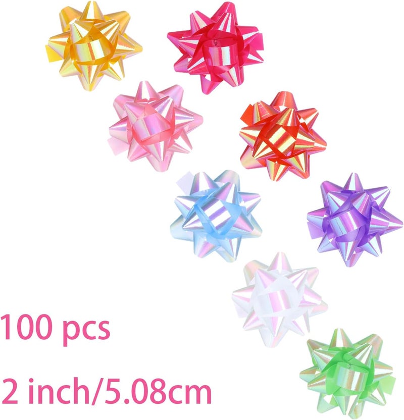 DYSHIPEN 100Pcs Small Star Bows for Gift Wrapping and Presents,Multiple coClour Christmas Bows,Birthdays, Weddings or Other Holidays. (Style6) - Image 2